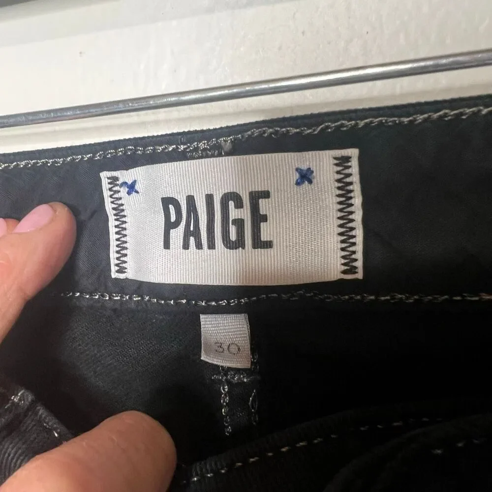 Paige Skyline Ankle Peg Black Overdye Jeans Size 30